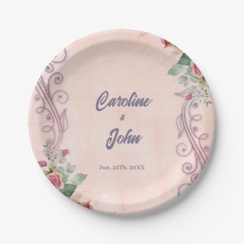 Wonderful Colorful Roses And Heart Paper Plates by stylishdesign1 at Zazzle