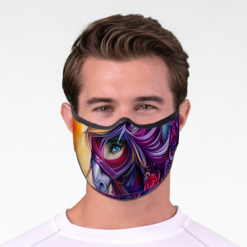 Wonderful colorful unicorn premium face mask
