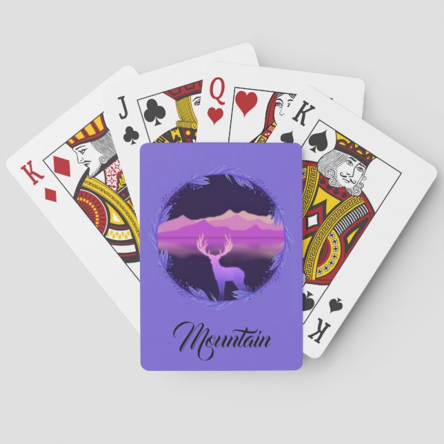 Wonderful Cool Perfect Purple Mountain Deer   Poker Cards (Back)