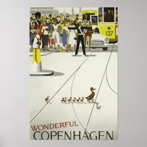 Wonderful Copenhagen Vintage Travel Poster