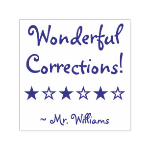 "Wonderful Corrections!" Marking Rubber Stamp
