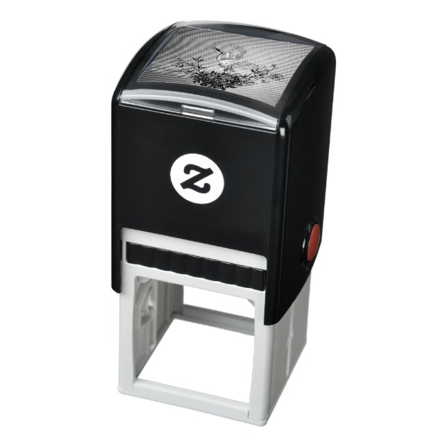 Wonderful crane with flowers self-inking stamp (Product)