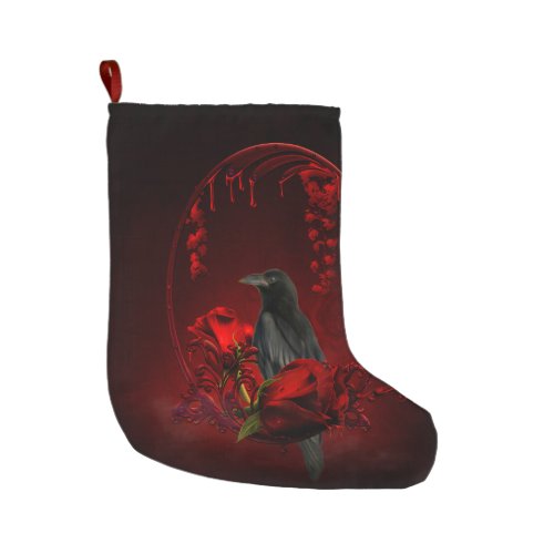 Wonderful crow large christmas stocking