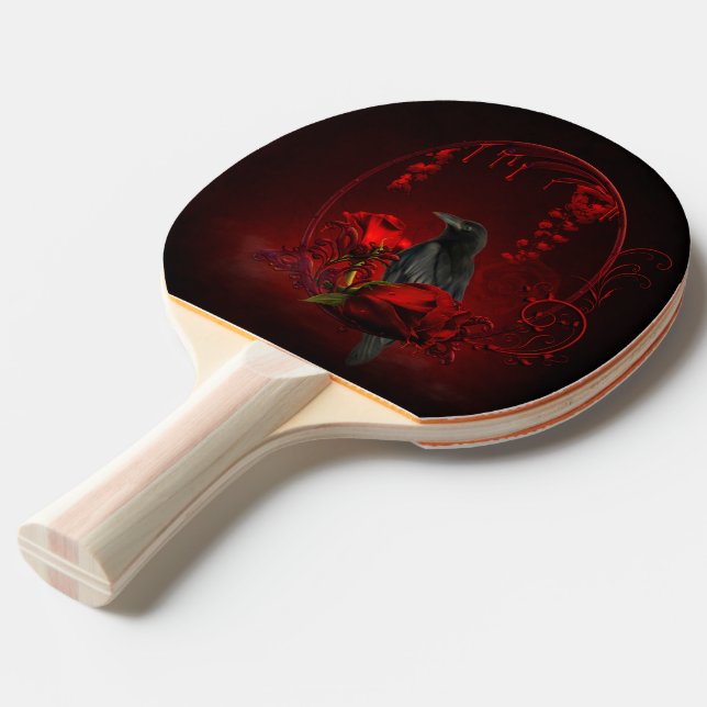 Wonderful crow ping pong paddle (Front Angle)