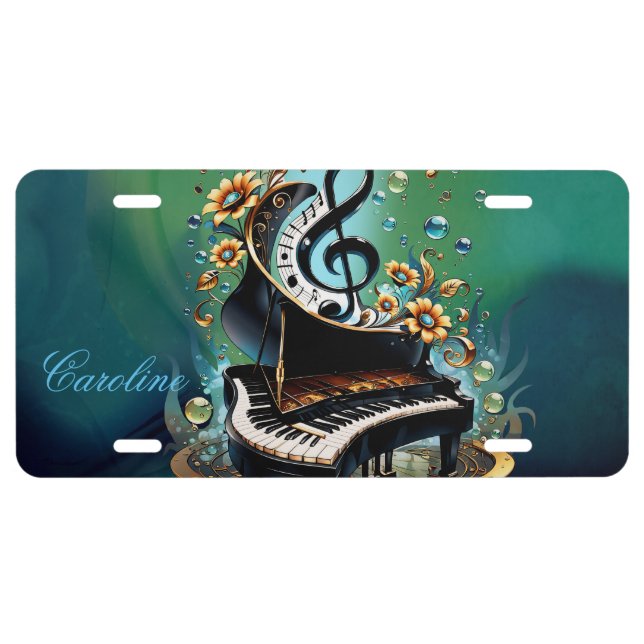Wonderful curved fantasy piano  license plate (Front)