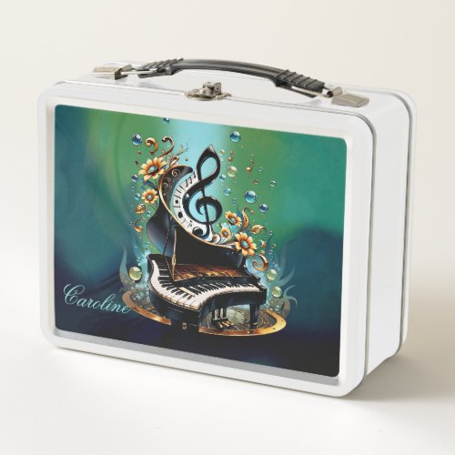 Wonderful curved fantasy piano  metal lunch box