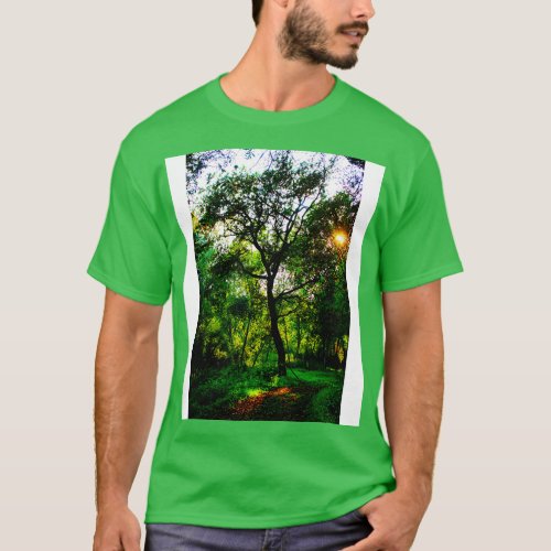 Wonderful curved tree surrounded with lush greener T_Shirt
