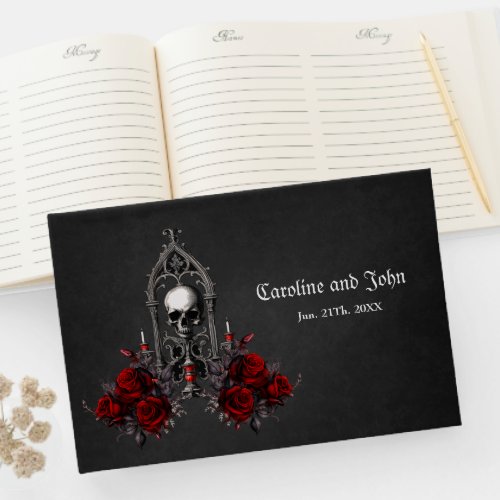 Wonderful dark gothic wedding design guest book