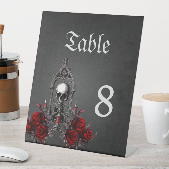 Wonderful dark gothic wedding design. pedestal sign (In SItu)