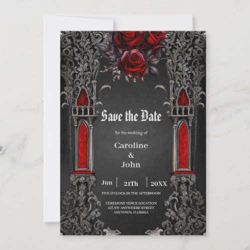 Wonderful dark gothic wedding design save the date