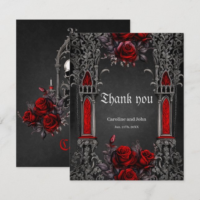Wonderful dark gothic wedding design.  thank you card (Front/Back)