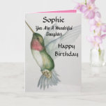 Wonderful Daughter Birthday Sweet Hummingbird Card<br><div class="desc">Celebrate your daughter’s birthday with a lovely hummingbird watercolor card. Designed with soft colors of cream,  green and pink,  the realistic ruby throated hummingbird painting is elegant and stylish. Perfect for a woman who loves birds and beautiful pictures of nature.</div>