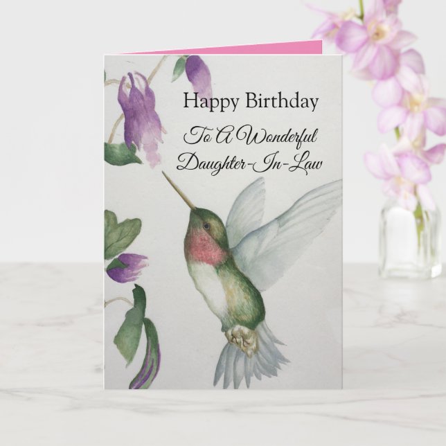 Wonderful Daughter-In-Law Birthday Hummingbird Card (Orchid)