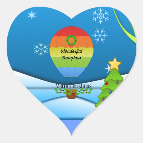 Wonderful Daughter Merry Christmas Heart Sticker