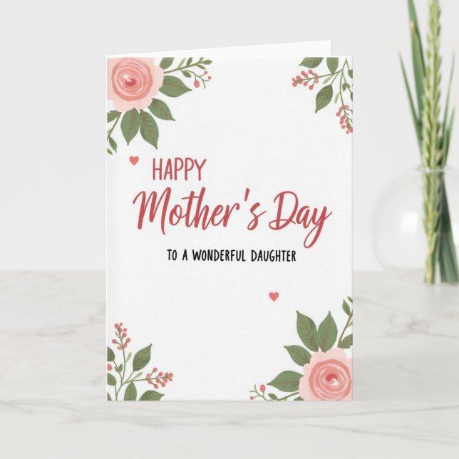 Wonderful Daughter Rose Art Card (Front)