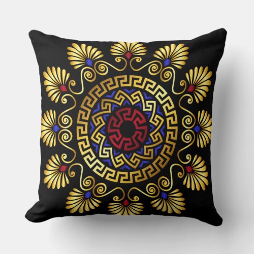 Wonderful decorative antique greek key gold  black throw pillow