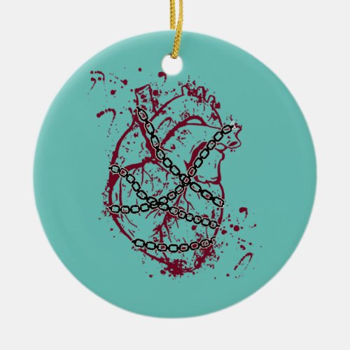 Wonderful design of chained heart For Ceramic Ornament