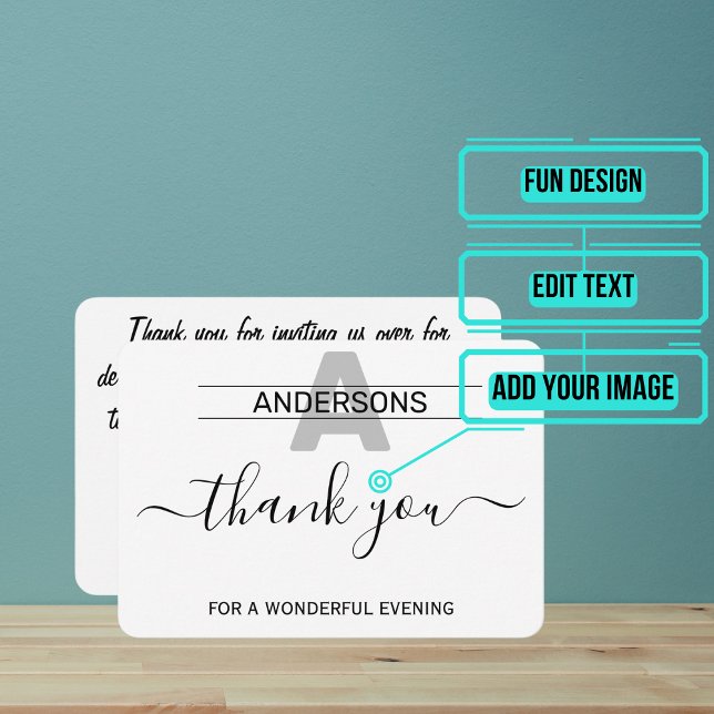 Wonderful Dinner Thank You Card (After enjoying excellent hospitality from your friends it is a must to send the host a thank you.)