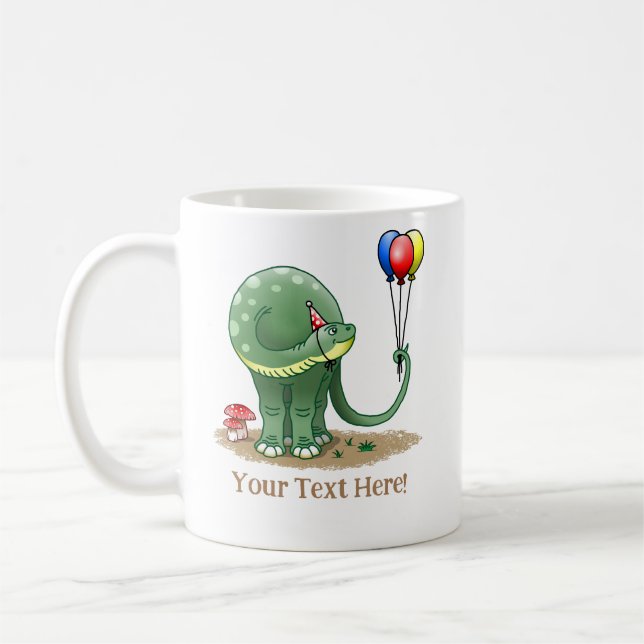 Wonderful Dinosaur Holding the Birthday Balloons Coffee Mug (Left)