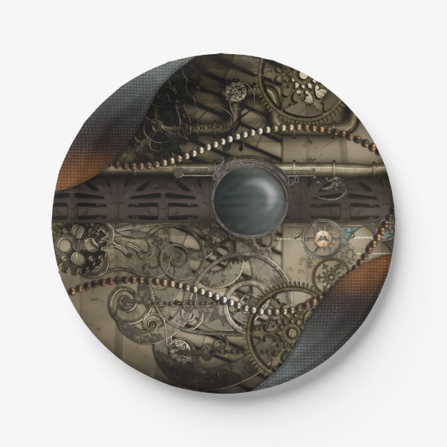 Wonderful elegant steampunk design paper plates (Front)