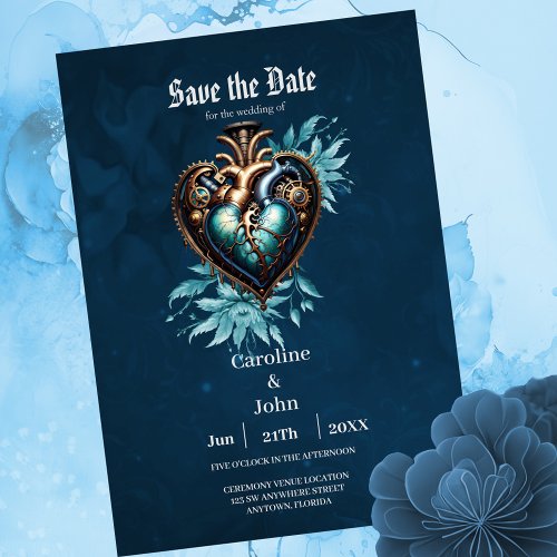 Wonderful elegant steampunk heart  save the date