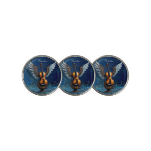 Wonderful elegant violin with wings. golf ball marker