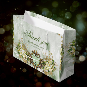 Wonderful Elegant White Flowers Large Gift Bag by stylishdesign1 at Zazzle