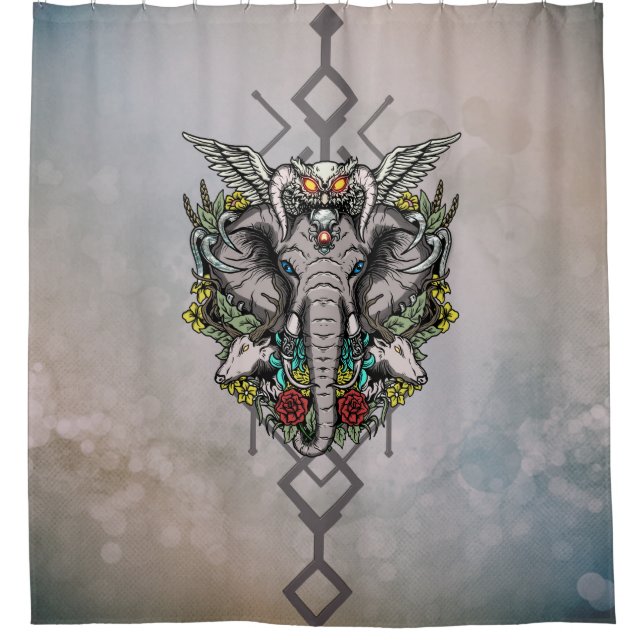 Wonderful elephant shower curtain (Front)
