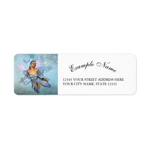 Wonderful fairy with fantasy birds label