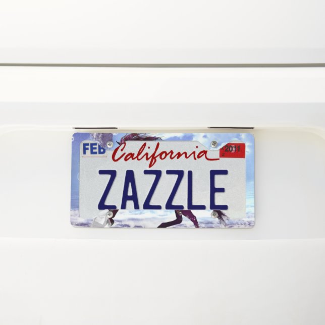 Wonderful fantasy horse on the beach license plate frame (On Car)