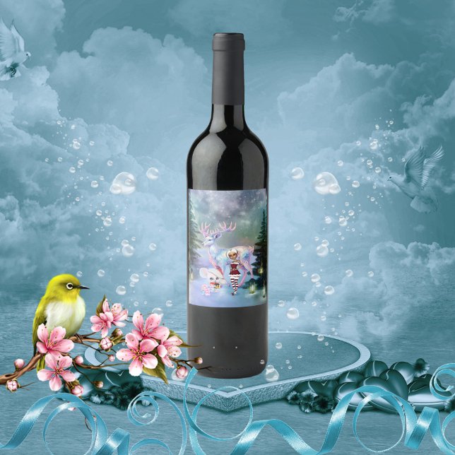 Wonderful fantasy reindeer wine label (Wondeful fantasy reindeer)