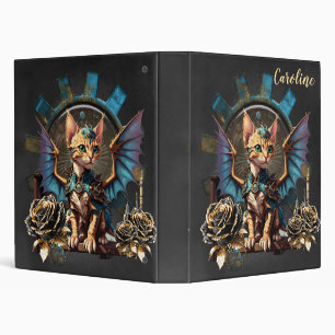Wonderful fantasy steampunk cat.  3 ring binder