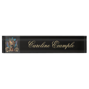 Wonderful fantasy steampunk cat. desk name plate