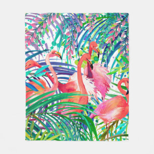 Wonderful flamingo watercolor illustration. Africa Fleece Blanket
