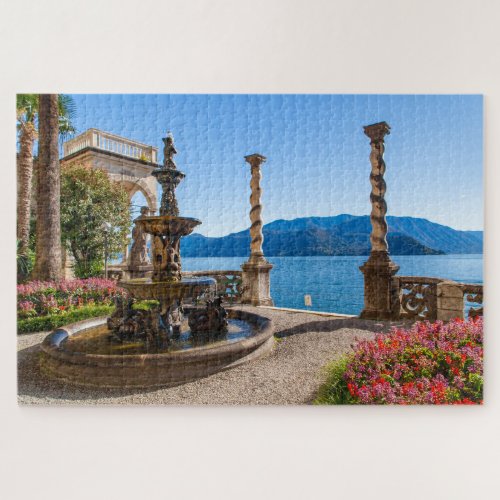 Wonderful fountain in a garden on Lake Como Italy Jigsaw Puzzle