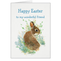 Wonderful Friend Custom Easter Cute Bunny Rabbit Card