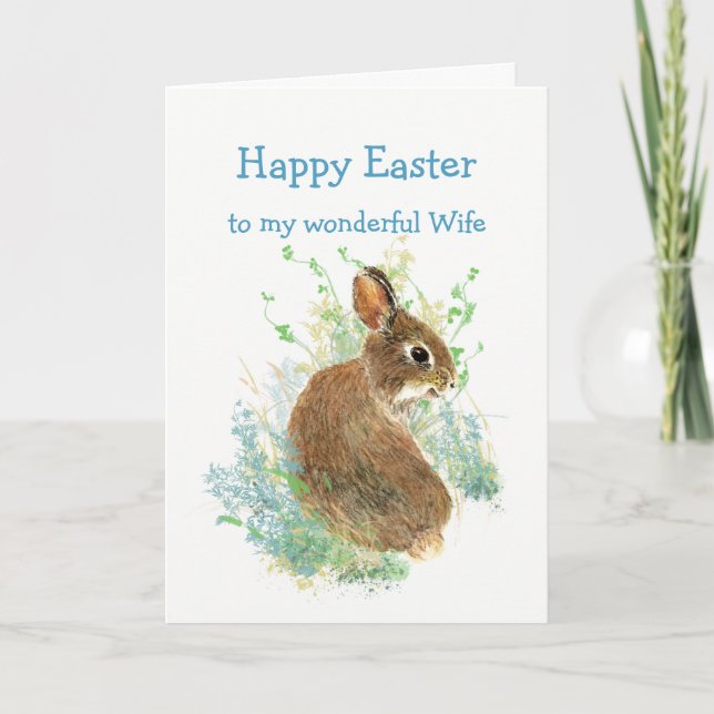 Wonderful Friend Husband Easter Cute Bunny Rabbit Holiday Card (Front)