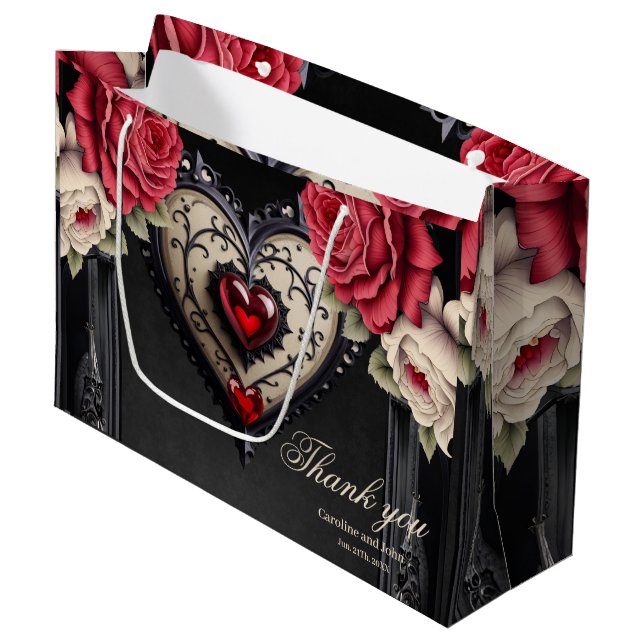 Wonderful generous gothic heart.  large gift bag (Front Angled)
