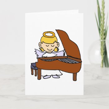 Wonderful Girl Angel Playing Piano Holiday Card by ChristmasSmiles at Zazzle