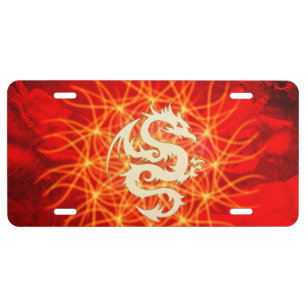 Wonderful golden dragon license plate