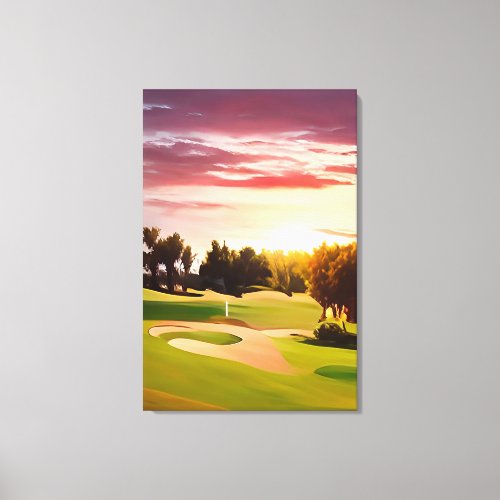 Wonderful golf painting a sunset over golf course canvas print