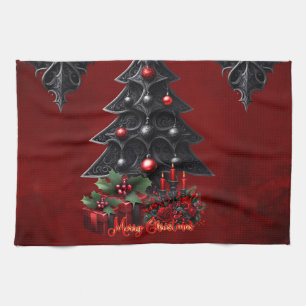 wonderful gothic christmas tree  kitchen towel