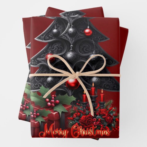 wonderful gothic christmas tree  wrapping paper sheets