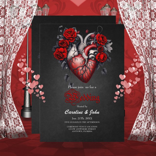 Wonderful gothic Victorian heart Invitation (Gothic heart)