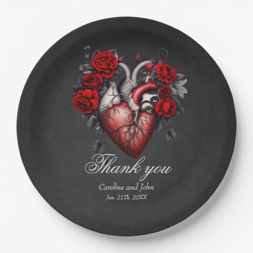 Wonderful gothic Victorian heart Paper Plates