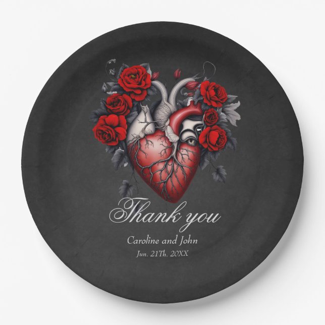 Wonderful gothic Victorian heart Paper Plates (Front)