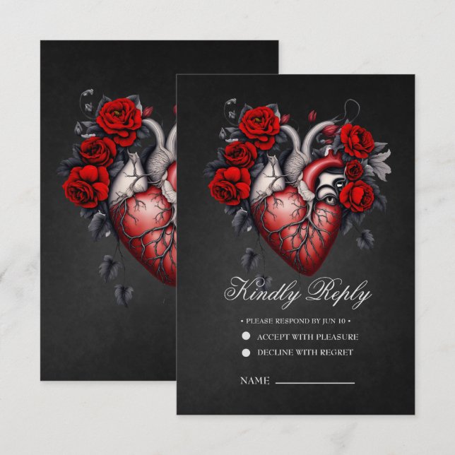 Wonderful gothic Victorian heart RSVP Card (Front/Back)