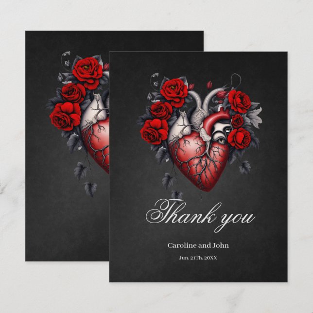 Wonderful gothic Victorian heart Thank You Card (Front/Back)