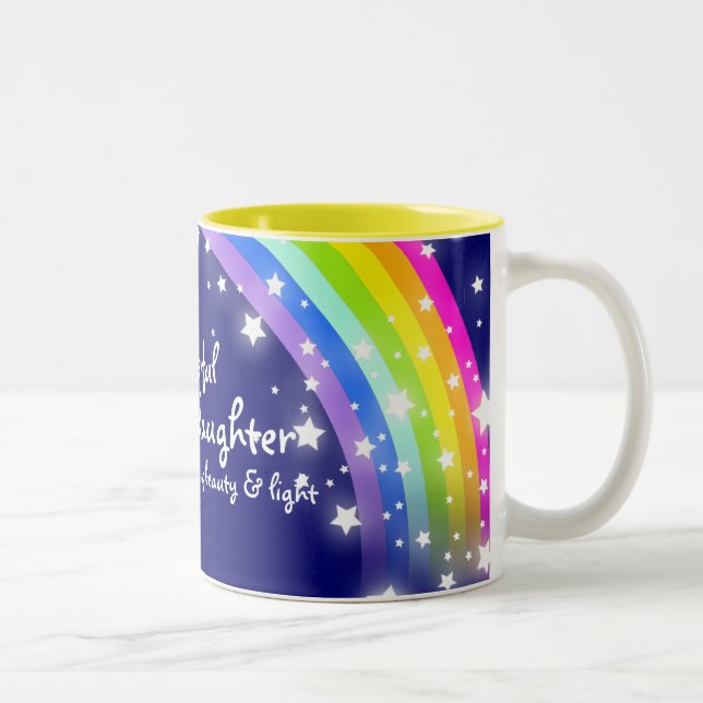 "Wonderful Granddaughter" rainbow navy blue mug (Right)