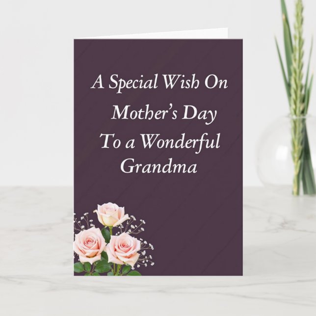 Wonderful Grandma Rose Mothers Card (Front)